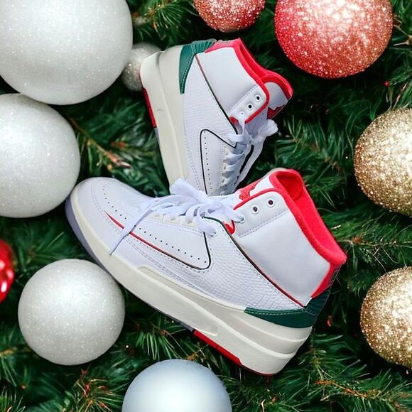 NEW Nike Air Jordan 2 Retro Fire Red Sail White Leather Shoe Youth 6.5 Womens 8 - Picture 1 of 7